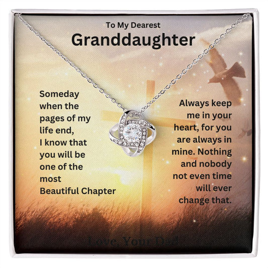Valentine's Day Gift  To My Dearest Granddaughter Love Knot Necklace "Always Keep Me in Your Heart"