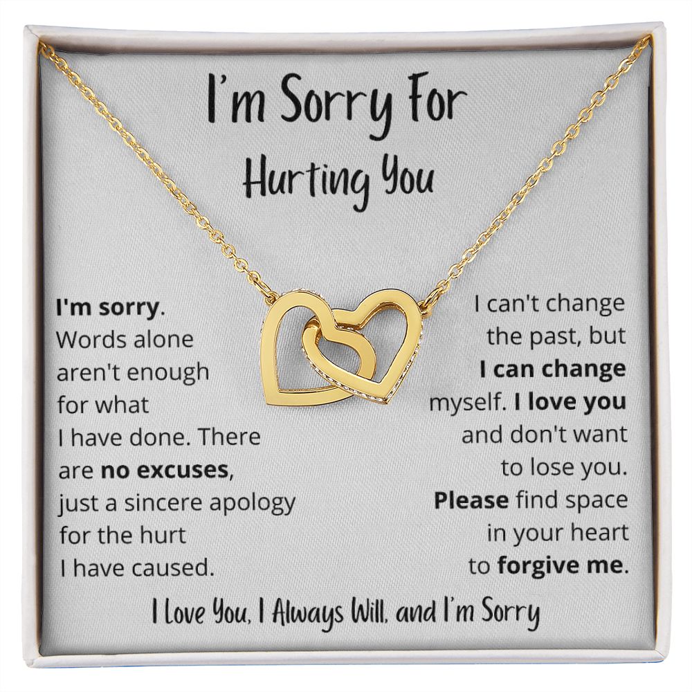 I'm Sorry - Words alone aren't enough - Interlocking Hearts Necklace