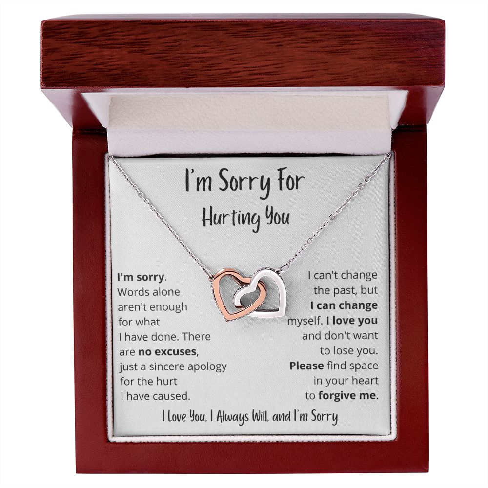 I'm Sorry - Words alone aren't enough - Interlocking Hearts Necklace