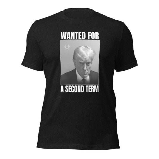 TRUMP MUGSHOT WANTED FOR A SECOND TERM TEE