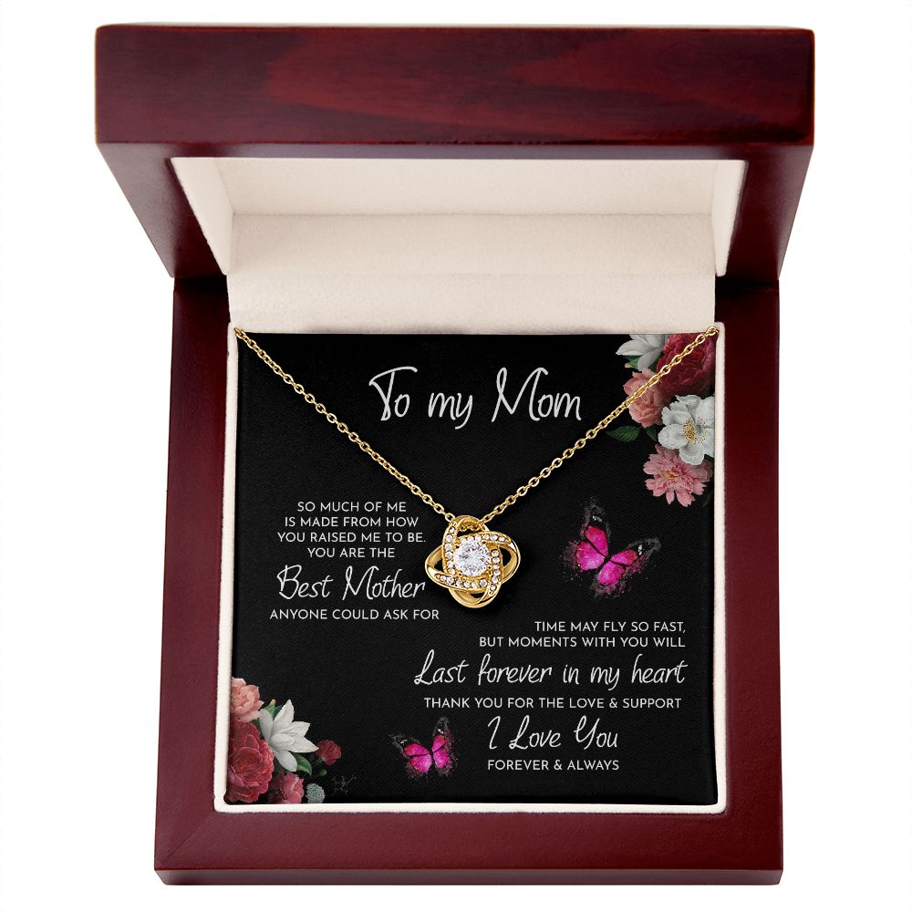 To My Mom Time May Fly Love Knot Necklace