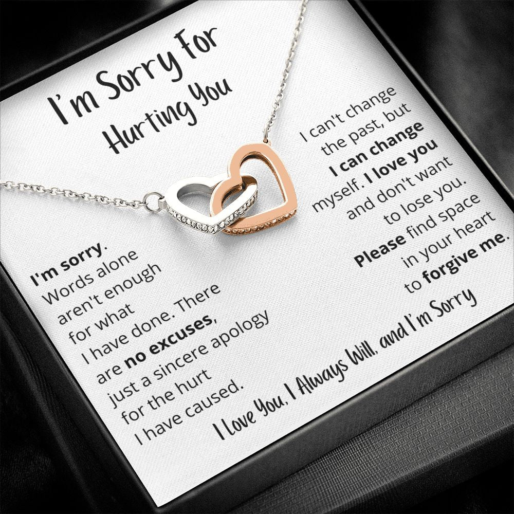 22I'm Sorry - Words alone aren't enough - Interlocking Hearts Necklace