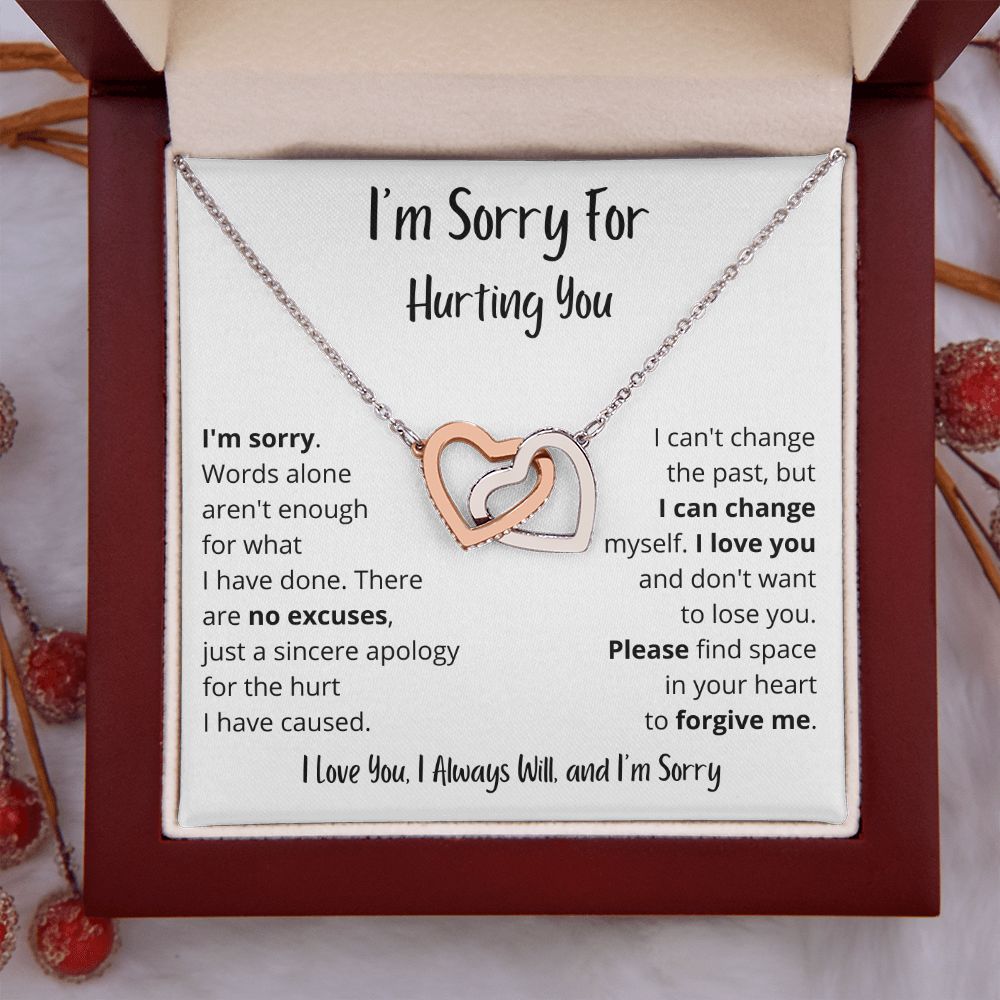 22I'm Sorry - Words alone aren't enough - Interlocking Hearts Necklace